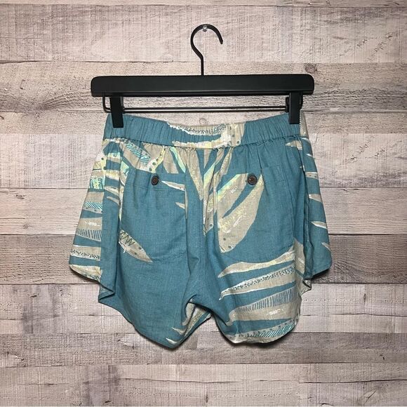 Patagonia Garden Island Teal Patterned Tie Hemp Shorts - Picture 5 of 8